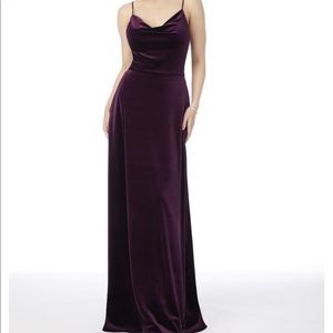 Plum/eggplant velvet stretch bridesmaid dress